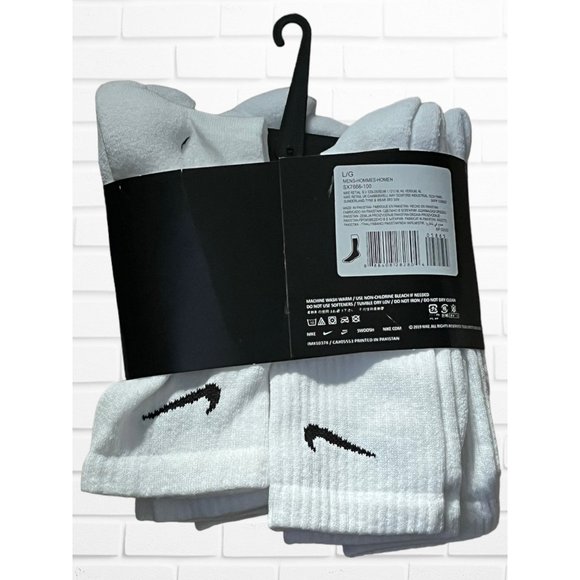 Nike Everyday Cotton Cushioned Crew Socks with Band White/Black 6 Pack - Picture 5 of 5